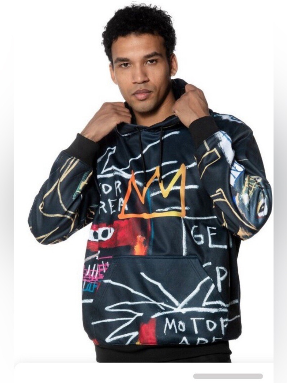 MEMBERS ONLY BASQUIAT SCUBA GRAPHIC HOODIE - large